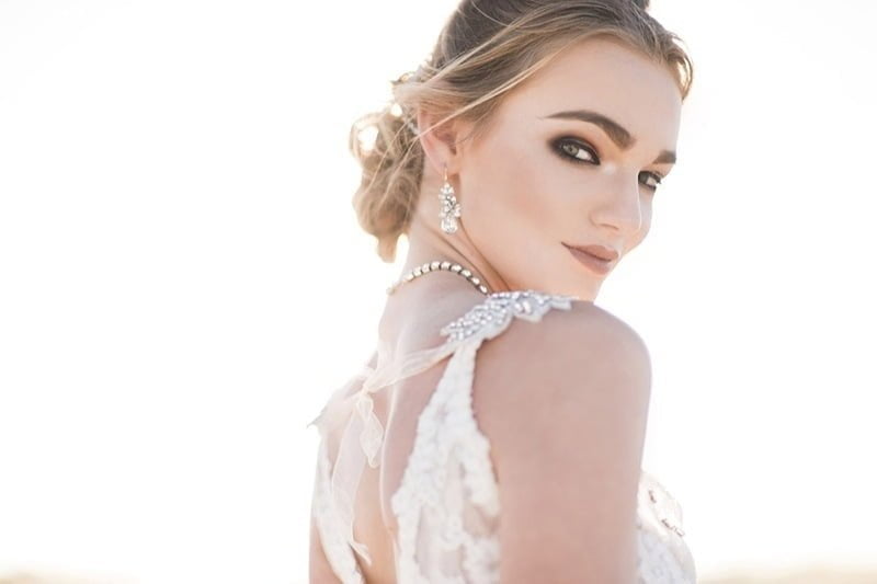 Dreamy Cream Gown Beach Bride – Wedding Jewellery glistens in the sun, Redki Couture Jewellery